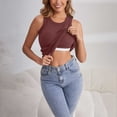 thumbnail image 2 of Pxiakgy Seamless Workout Tank Top for Women with Built In Bra, Padded Racerback Athletic Yoga Camisole Women's Solid Color Round Neck Vest Fashion Casual Top Brown S, 2 of 9