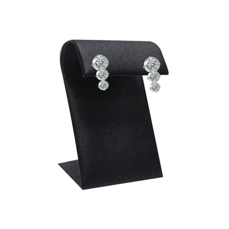 Small Black Faux Leather Earring Display - 1 3/4” W x 2" L x 4” H - Set of 2