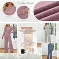 thumbnail image 2 of SUNBS Long Sleeve Lounge Sets for Women Casual Two Piece Outfits Wide Leg Pants with Pockets Crewneck Pajamas Clothing, 2 of 7