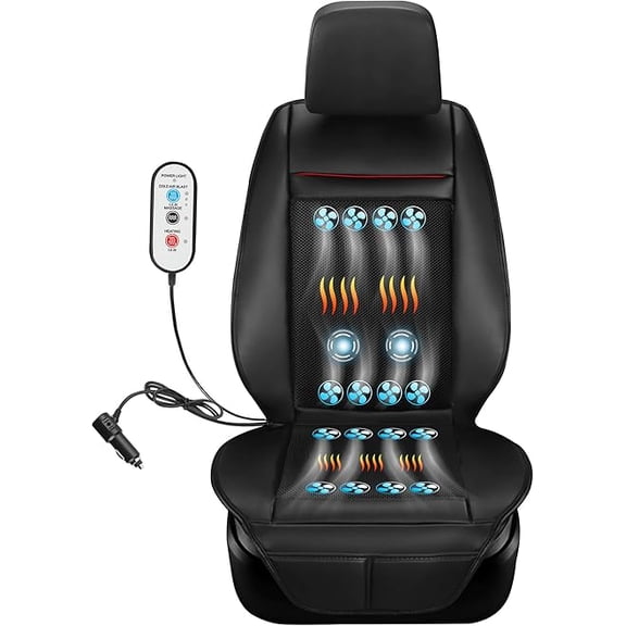 Practisol 12V Cooling and Heated Car Seat Cover Cooling Car Seat Cushion Ventilated Seat Heater Cooler Massage Seat Cushion with Heat Winter Summer Use