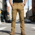 thumbnail image 2 of Hinvhai Men's Hiking Tactical Pants Lightweight Cotton Outdoor Work Cargo Trousers with Zipper Pockets Khaki, 2 of 6
