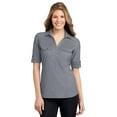 thumbnail image 1 of Port Authority L557 Ladies Oxfort Pocket Polo Shirt - Monument Grey/ White - 4X-Large, 1 of 2