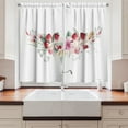 thumbnail image 2 of Ambesonne Floral Boho Kitchen Curtains, Leaf Flowers Plain Back, 55"x24", Pale Maroon Dried Rose, 2 of 3
