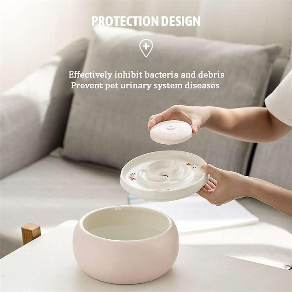 RKXQT Ceramic Cats Drinking Water Fountain 1.8L Cats Dogs Drinker Bowl Electric Automatic Water Feeder Dispenser Pet Bowls Keep Warm