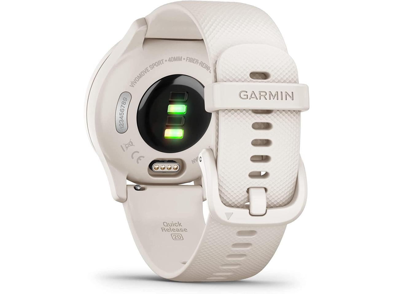 Garmin vivomove Sport 40mm Smart Watch, Ivory with Silicone Band 