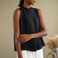 thumbnail image 4 of MOJOGO Tank Tops for Women Mock Neck Sleeveless Blouse Textured Cotton Linen Blend A Line Shirts Casual Office Summer Outfits, 4 of 6