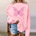 thumbnail image 2 of Luxalzxs Crewneck Sweatshirt Women Pink Ribbon Breast Cancer Awareness Sweatshirt Fall Winter Casual Long Sleeve Butterfly Print Inspirational Pullover Tops, 2 of 5
