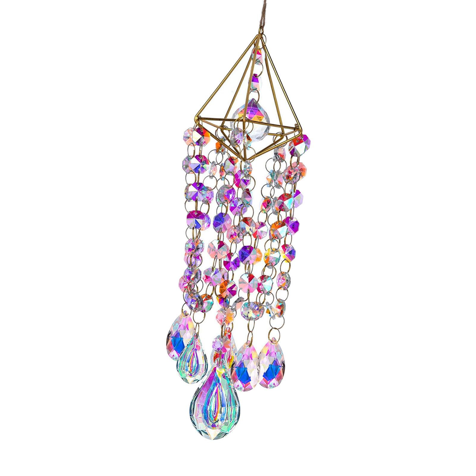 Glass Chandelier Wind Chimes Suncatcher Handcrafted Lightweight Ornament for Home Yard Birthday Gift