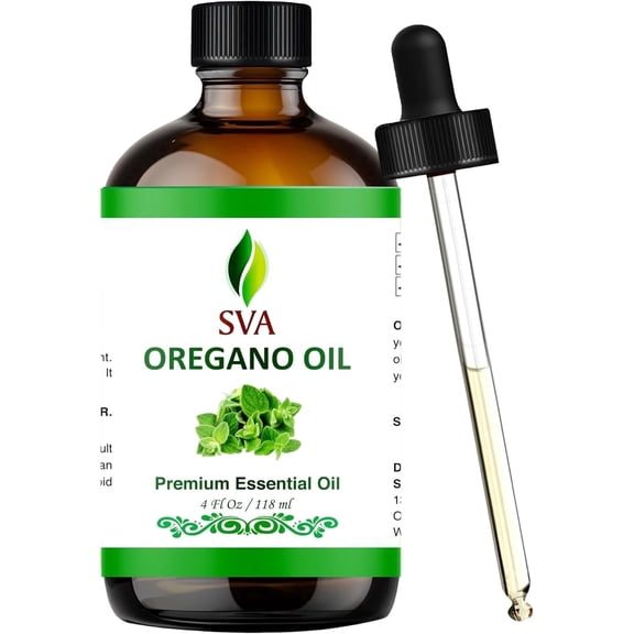 SVA Oregano Essential Oil – 4 Fl Oz – 100% Natural Oregano Oil - for Diffuser, Hair Care, Face, Skin Care, Aromatherapy, Scalp and Body Massage, Soap and Candle Making – with Dropper