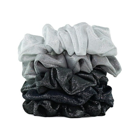 Kitsch Scrunchies, Metallic Gray Scrunchie Hair Tie, 5pc