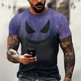 thumbnail image 2 of Men's Halloween Patchwork Skull Graphic T-Shirt Crew Neck Short Sleeve Casual Streetwear Top, 2 of 6