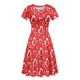 thumbnail image 2 of FKELYI Size XL Short Sleeve Dresses for Valentine's Day Soft Red Love Heart Swing Skater Midi Dress Polyester Loose Sleeveless Dress for Dating, 2 of 5