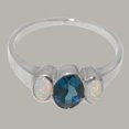 thumbnail image 5 of LBG British Made 9k White Gold ring with Natural London Blue Topaz & Opal Womens Engagement Ring - 33 size options - Size 11, 5 of 6