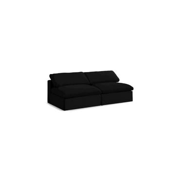 Meridian Furniture Serene Black Linen Fabric Modular 2 Piece Armless Loveseat