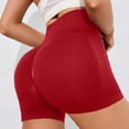 thumbnail image 4 of Women's Workout Biker Shorts High Rise Elastic Waist Athletic Yoga Short Pants Slim Fitted Fitness Gym Shorts (S, Red), 4 of 5