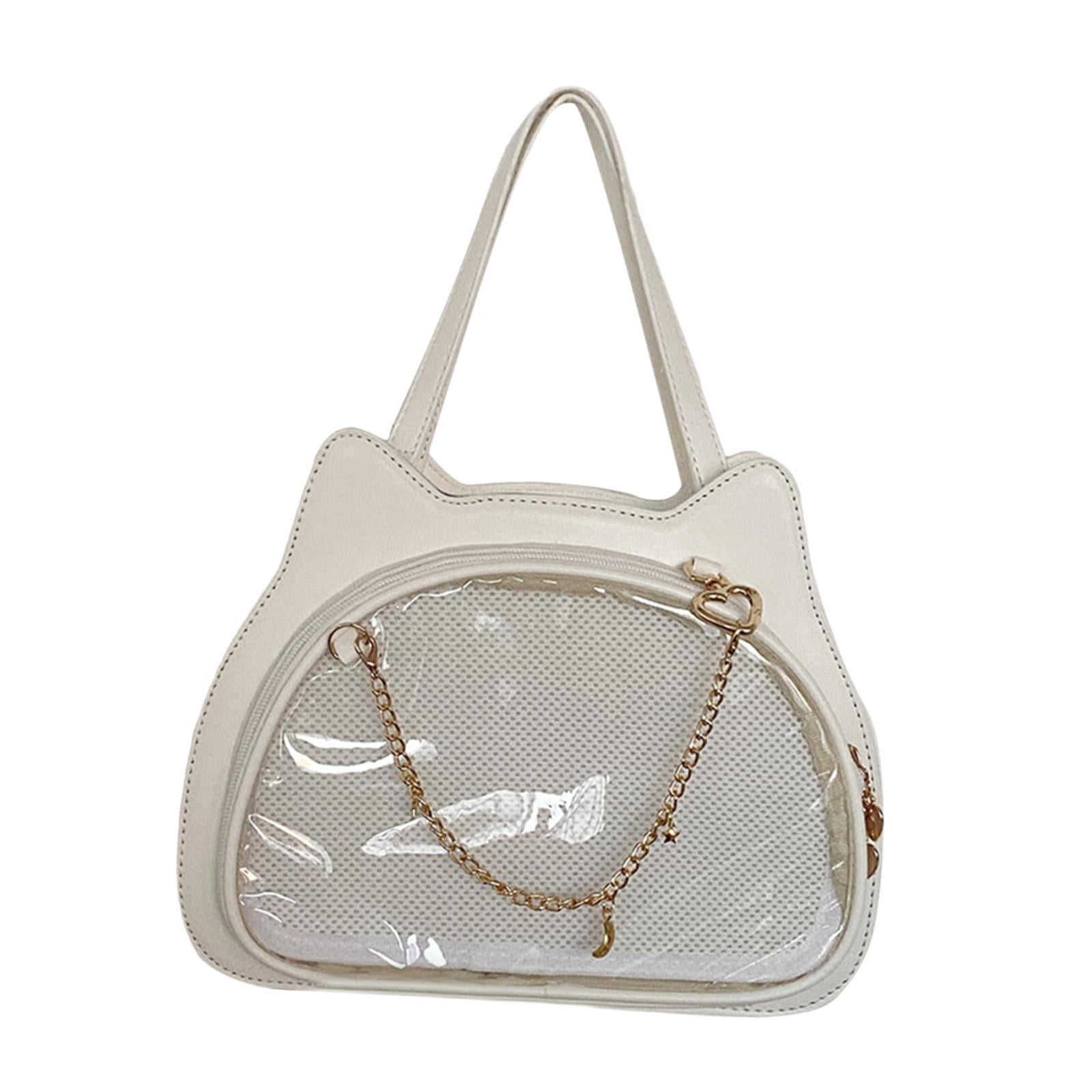 BLESIYA Cat Shape Shoulder Bag PU Leather Y2K Ita Bag for Ladies Women Birthday Gift White