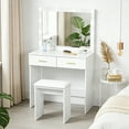 thumbnail image 4 of HOMCOM Makeup Vanity Desk and Stool Set with LED Lighted Mirror, White, 4 of 10