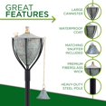 thumbnail image 2 of Legends Direct Amsterdam Premium Metal Garden Torch, 54" Tall- Tiki Style /w Snuffer, Fiberglass Wick & Large 32oz Oil Lamp - For Outside, Deck, Patio and More (Hammered Patina), 2 of 7