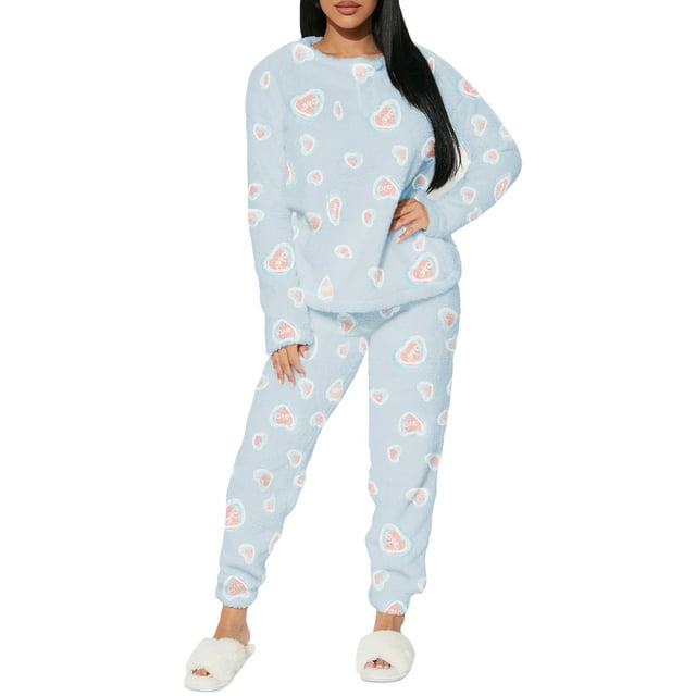 Conjunto de Pijama para Mujer Shendy Vendy Manga Larga Cuello Redondo con Estampado Transpirable