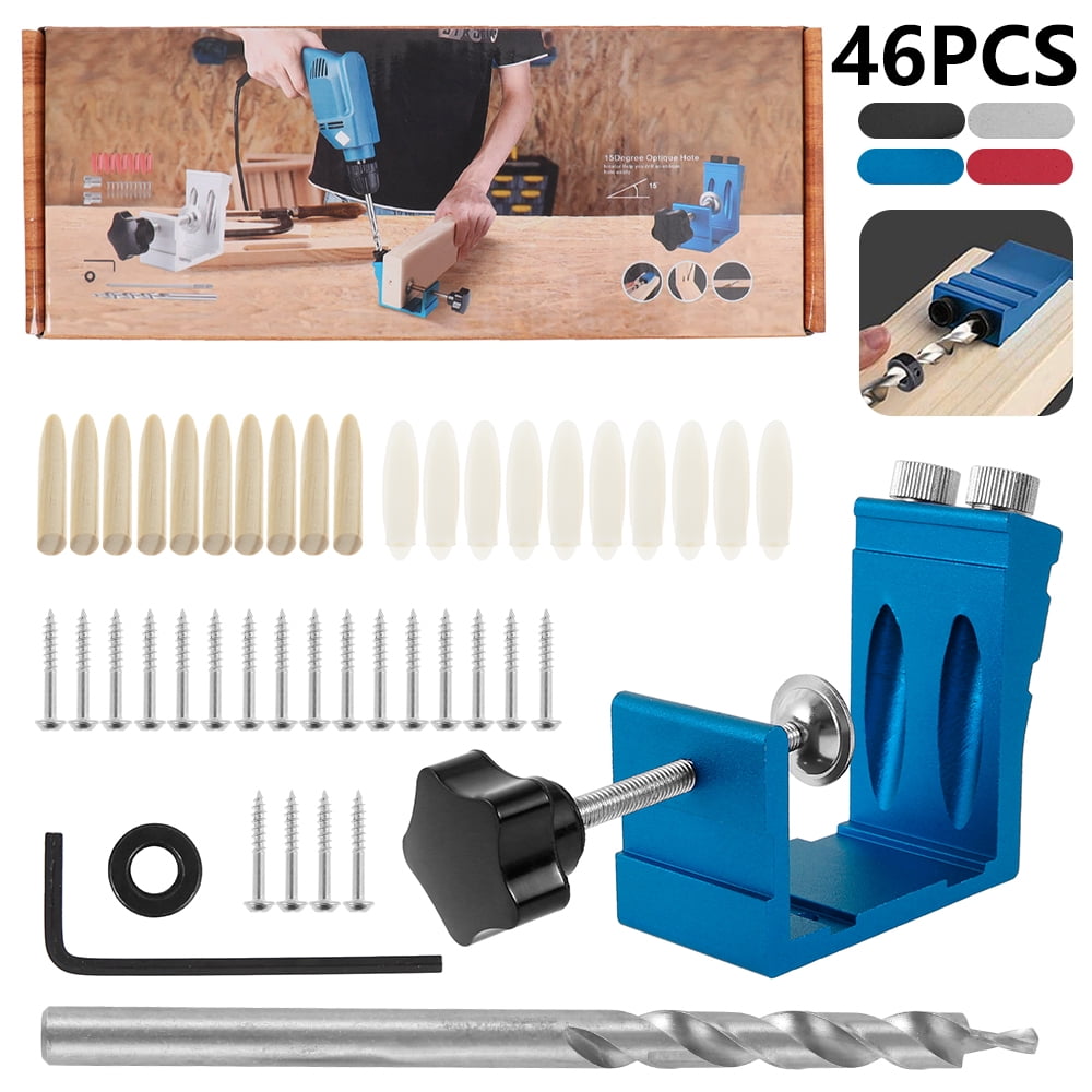 46x Pocket Hole Jig Kit Woodworking Drill Tool Wood Joint Screw Hole Locator 