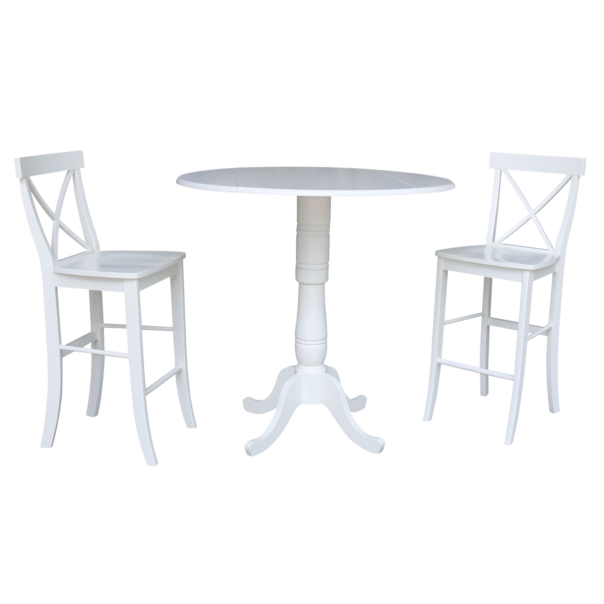 International Concepts 42"H Wood Round Top Pedestal Bar Height Drop ...