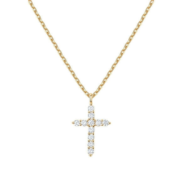 Collier Croix Plaqué Or en Zircon Cubique pour Femmes, Colliers Pendentifs