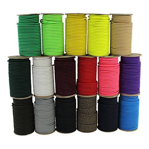 SGT KNOTS Polypro Bungee Shock Cord Industrial & DIY Projects Lightweight Elastic Rope for Crafting 1/8 x 500ft Spool, Black 