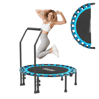 Mini Trampoline De Fitness Avec écran LCD, Poignée Réglable 4 Positions Plastique Noir 102x102x123cm