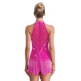 thumbnail image 2 of RUNQHUI Robe de Danse de Salon Sans Manches à Franges Brillantes Salsa Tango Col en V Lyrique Jazz HotPink TTG, 2 of 6