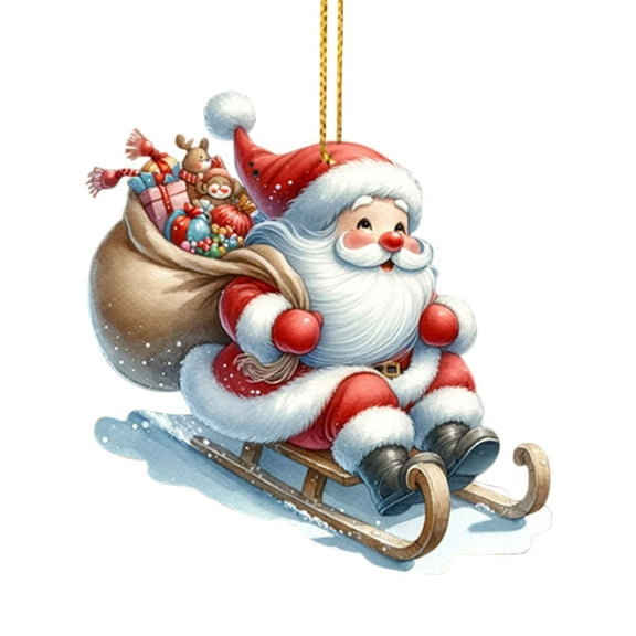 OEFNTAC Decorations Santa Sleigh Acrylic Christmas Pendant 2D Flat Door Bedroom Wall Home Holiday Hanging Easy Install Festive Decoration Christmas Decorations