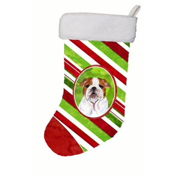 11 x 18 in. Bulldog English Winter Snowflakes Christmas Stocking
