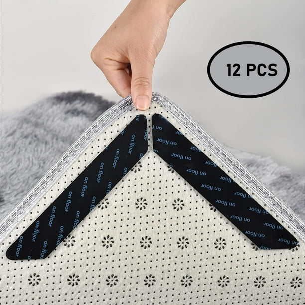 12Pcs Rug Gripper, Washable Rug Gripper for Hardwood Floors,Non Slip