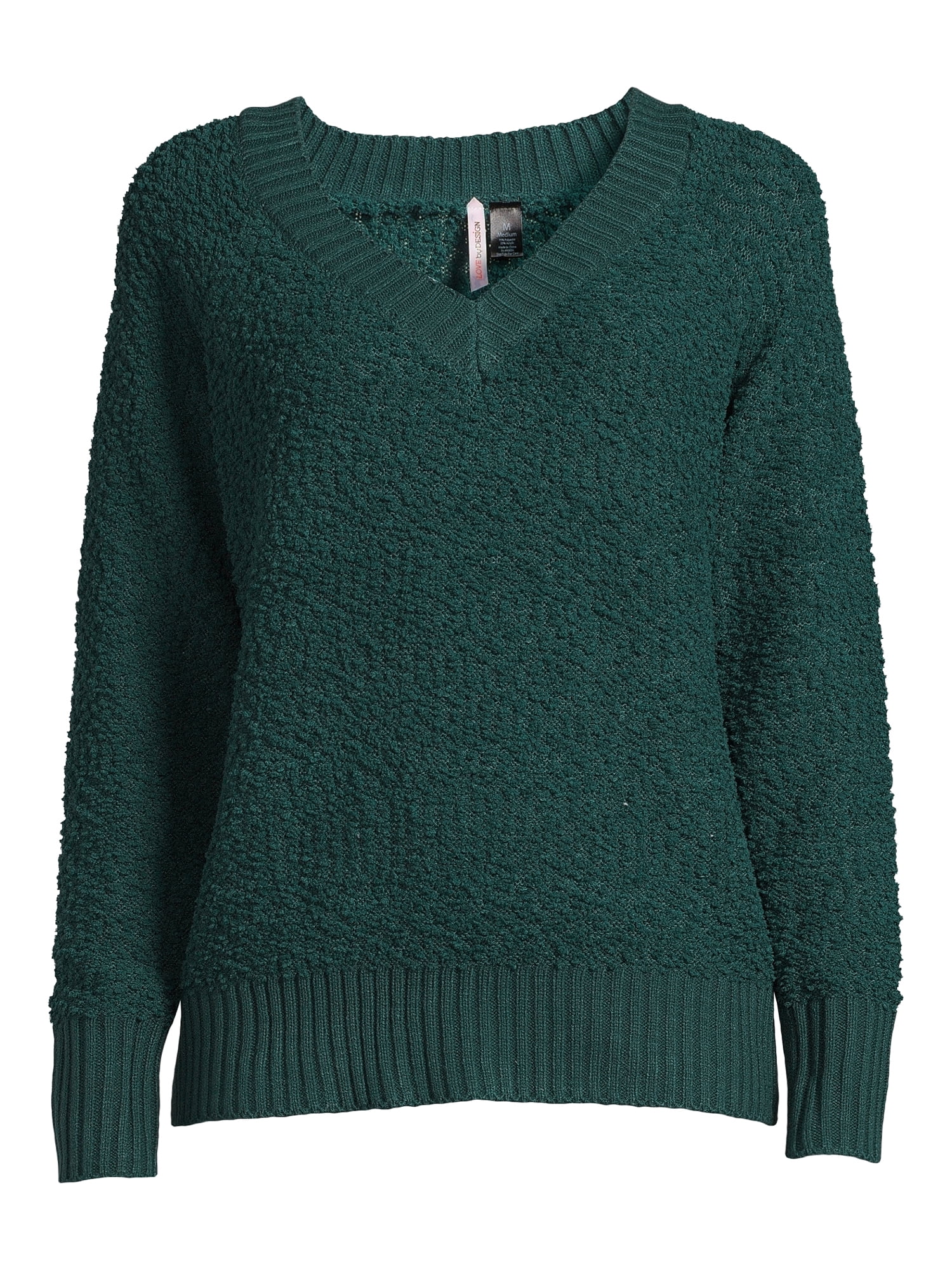 Love by Design Women's Juniors Popcorn Knit Pullover Sweater, Midweight, Sizes S-XL