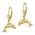 thumbnail image 2 of 14k Yellow Gold Dolphin Leverback Earrings for Women, Marine Life Dangle Jewelry with Ocean Animal Charm, Casual Nature-Inspired Accessory for Beach and Sea Lovers, 2 of 6