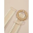 thumbnail image 4 of 1 Pièce Robe Style Paille d'Été Tissé Ceinture pour Femmes Blanc 80-97cm, 4 of 5