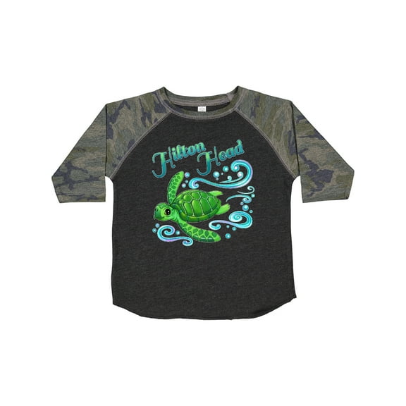 Inktastic Hilton Head Cute Sea Turtle with Waves and Bubbles Boys or Girls Toddler T-Shirt