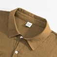 thumbnail image 6 of WTOBBY Men's Casual Long Sleeve Shirt Lapel Collar Button Front Pocket Classic Fit Breathable Cotton Blend Office Wear Business Casual Daily Top,Brown XL, 6 of 8
