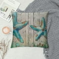 thumbnail image 2 of JEUXUS Summer Ocean Theme Throw Pillow Covers Wood Grain Starfish Hippocampus Seashells with Quotes Nautical &amp; Coastal Decorative Pillowcases Beach House Decor Cushion Covers, 2 of 5