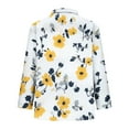 thumbnail image 5 of YueHuiYing Women's Casual Fashion Loose Cute Print Linen T-Shirt Long Sleeve Notched Collar Button-Up Business Top, 5 of 6