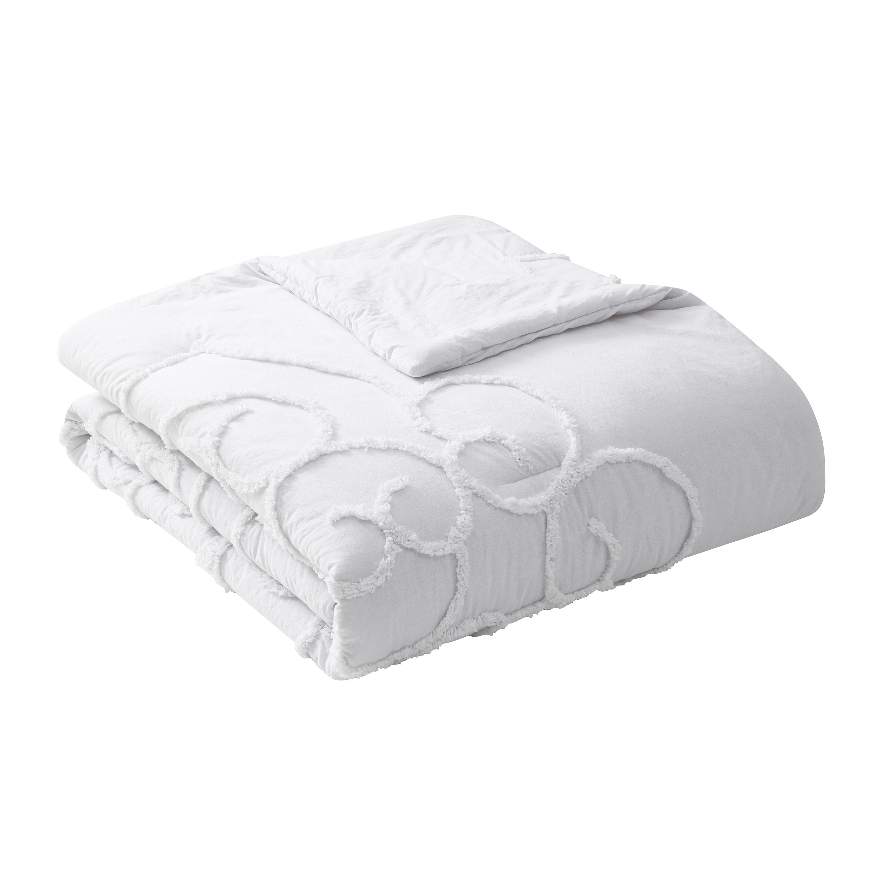 Indigo Ink Tufted Boho 3-Piece White Medallion Comforter Set, King