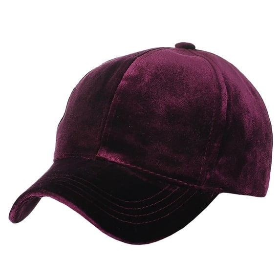 C.C Unisex Soft Velvet Crushable Blank Adjustable Baseball Cap Hat, Burgundy