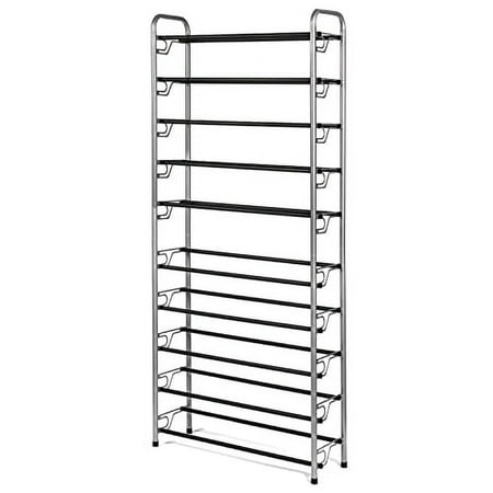 USTECH 10-Tier Expandable Metal Shoe Rack Organizer | Adjustable & Stackable Shoe Shelf for 40 Pairs | Free Standing Closet Storage with Non-Slip Finish & Rubber Feet for Entryway & Bedroom
