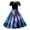 Sky Blue, variant on Women's Sun Moon Star Galaxy A-Line Dress Short Sleeve High Waisted Belted Midi Dress (Dark Purple, L)