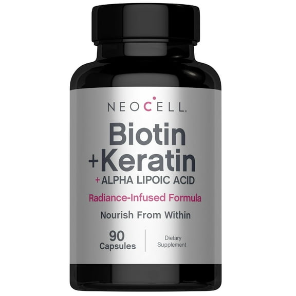 Biotin Complex Hair, Skin & Nails | 90 Capsules | with BioActive Keratin Peptides and Alpha Lipoic Acid | by NeoCell