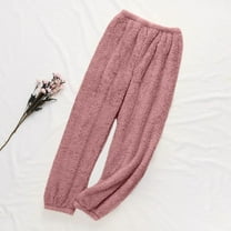 absuyy Fleece Plush Pajama Pants for Women Fall Winter Flannel Casual Lounge Sleepwear PJ Bottoms Pink XL