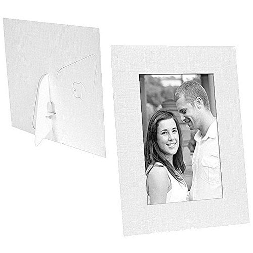 White Paper Cardstock Photo Easel 4x6 Frame w/plain border sold in 25s - 4x6 by SendAFrame