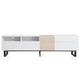 thumbnail image 5 of Modern TV Stand for TVs up to 80 Inch, Entertainment Center TV Console Table with Double Storage Space and  Drop Down Door for Living Room, Bedroom,Home Theatre,White, 5 of 9