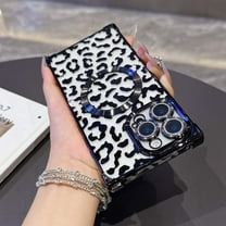 Designed for iPhone 16 Magnetic Phone Case,Luxury Leopard Cheetah Pattern Plating Frame Design,Built-in Lens Film,Compatible with Mag-Safe,Shockproof Transparent Phone Case,Black