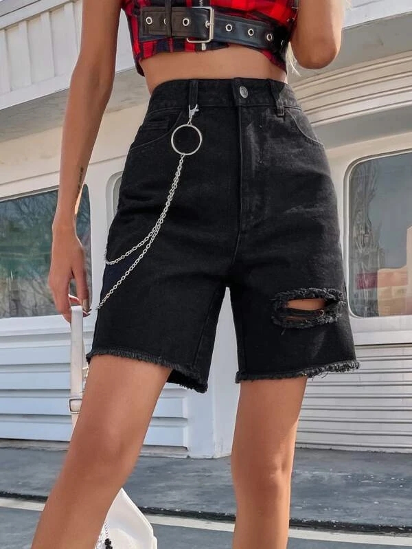chain jean shorts