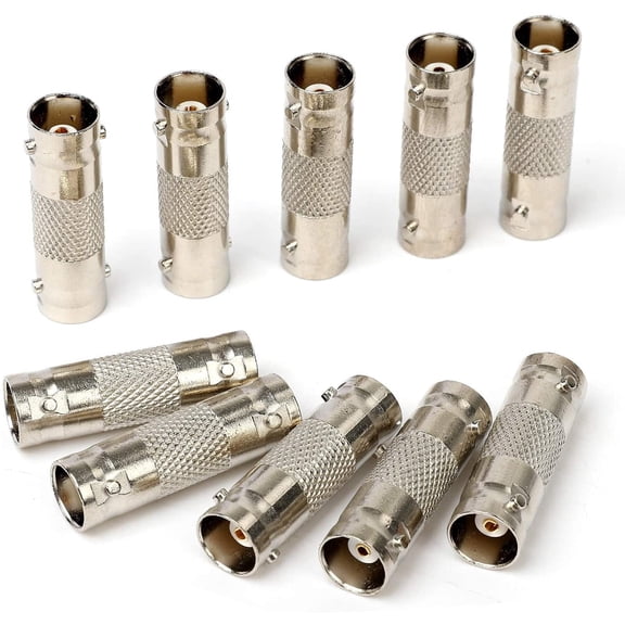 Bnc Female To Female Connector Adapter For Cctv Video Security Camera And Sdi / Bnc Cable, Pack Of 10